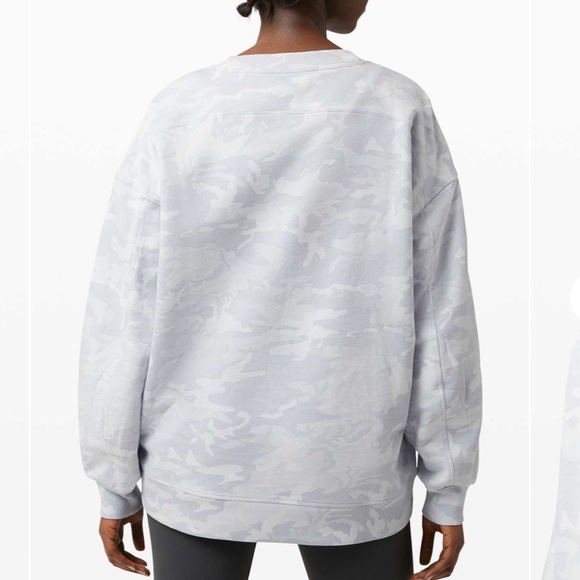 Lululemon Perfectly Ovrsized Crew Sweatshirt Heritage 365 Camo Grey/White Size 8 - Picture 4 of 7